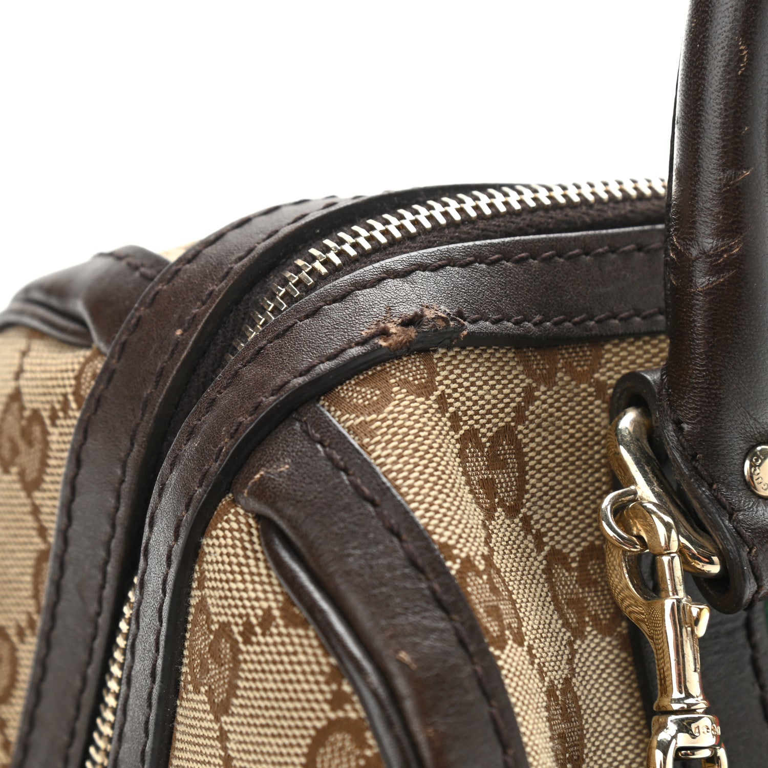 Gucci Monogram Vintage Web Small Boston Dark Brown 13 of 17