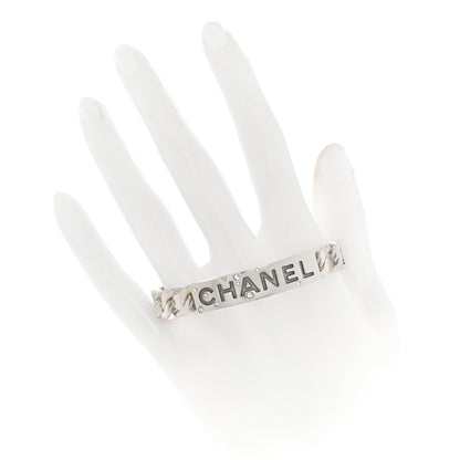 Chanel Metal Crystal Chain Cuff Silver 2 of 5