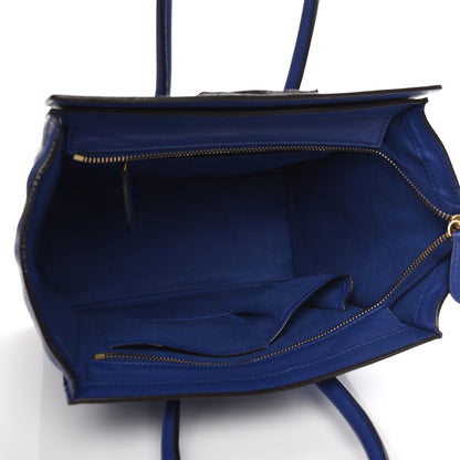 Celine Drummed Calfskin Micro Luggage Indigo 5 of 9