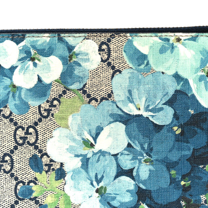 Gucci GG Supreme Monogram Blooms Small Zip Wristlet Pouch Beige Blue Black 8 of 8