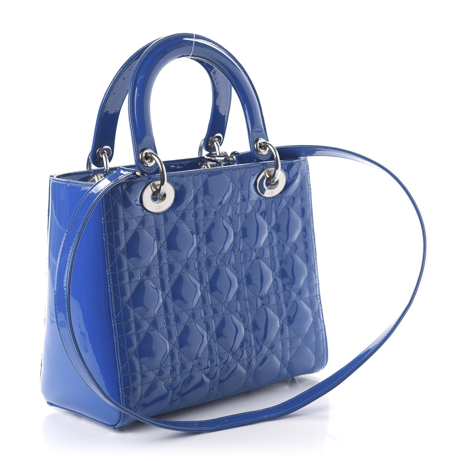 Christian Dior Patent Cannage Medium Lady Dior Blue 3 of 9