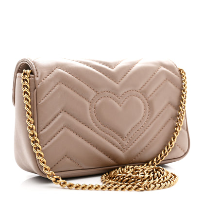 Gucci Calfskin Matelasse Super Mini GG Marmont Shoulder Bag Porcelain Rose 3 of 11