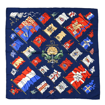 Hermes Silk Pavois Flags Carre Scarf 90 Bleu Rouge Multicolor 1 of 3