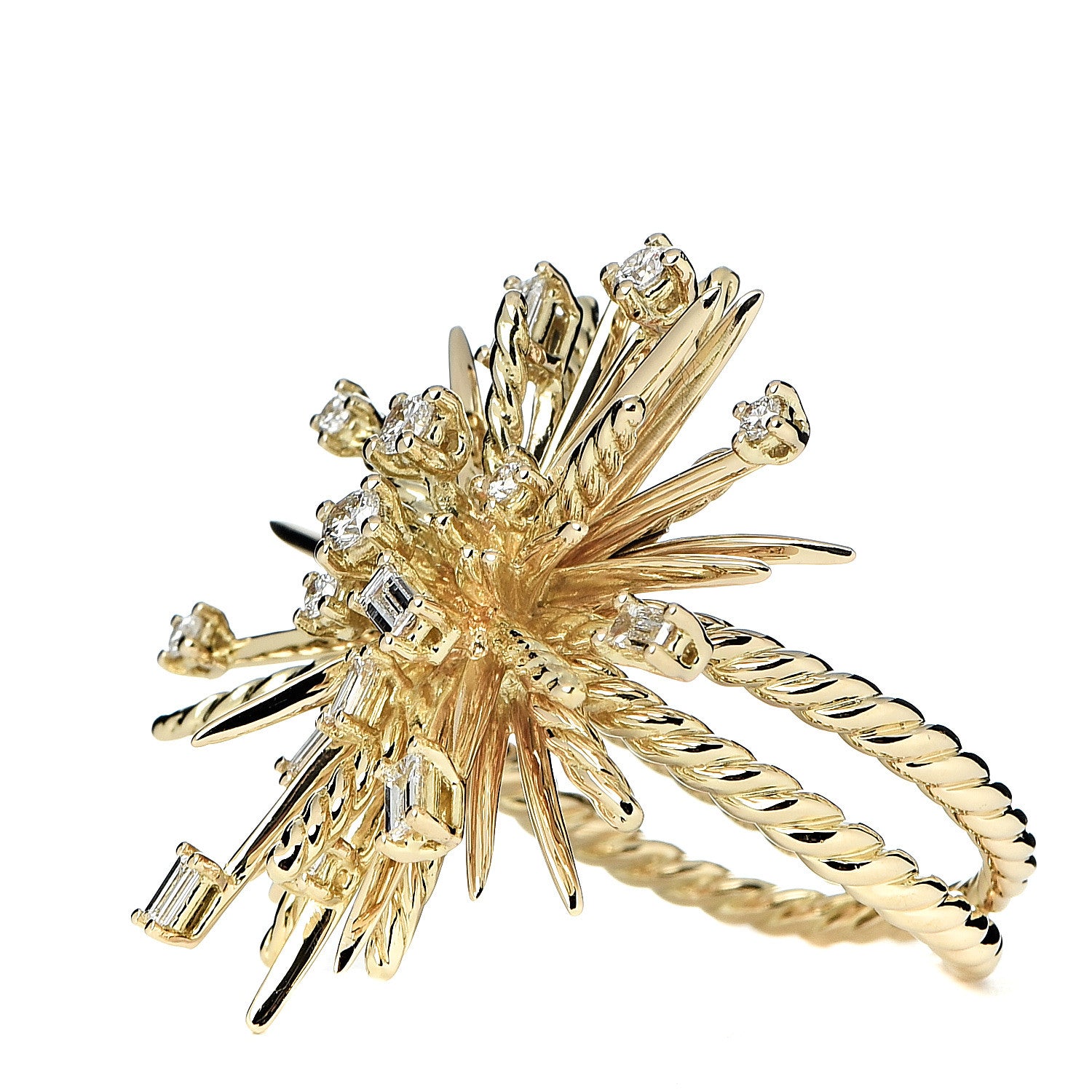 David Yurman 18K Yellow Gold Diamond Supernova Ring 54 6.75 3 of 5