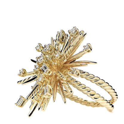 David Yurman 18K Yellow Gold Diamond Supernova Ring 54 6.75 3 of 5