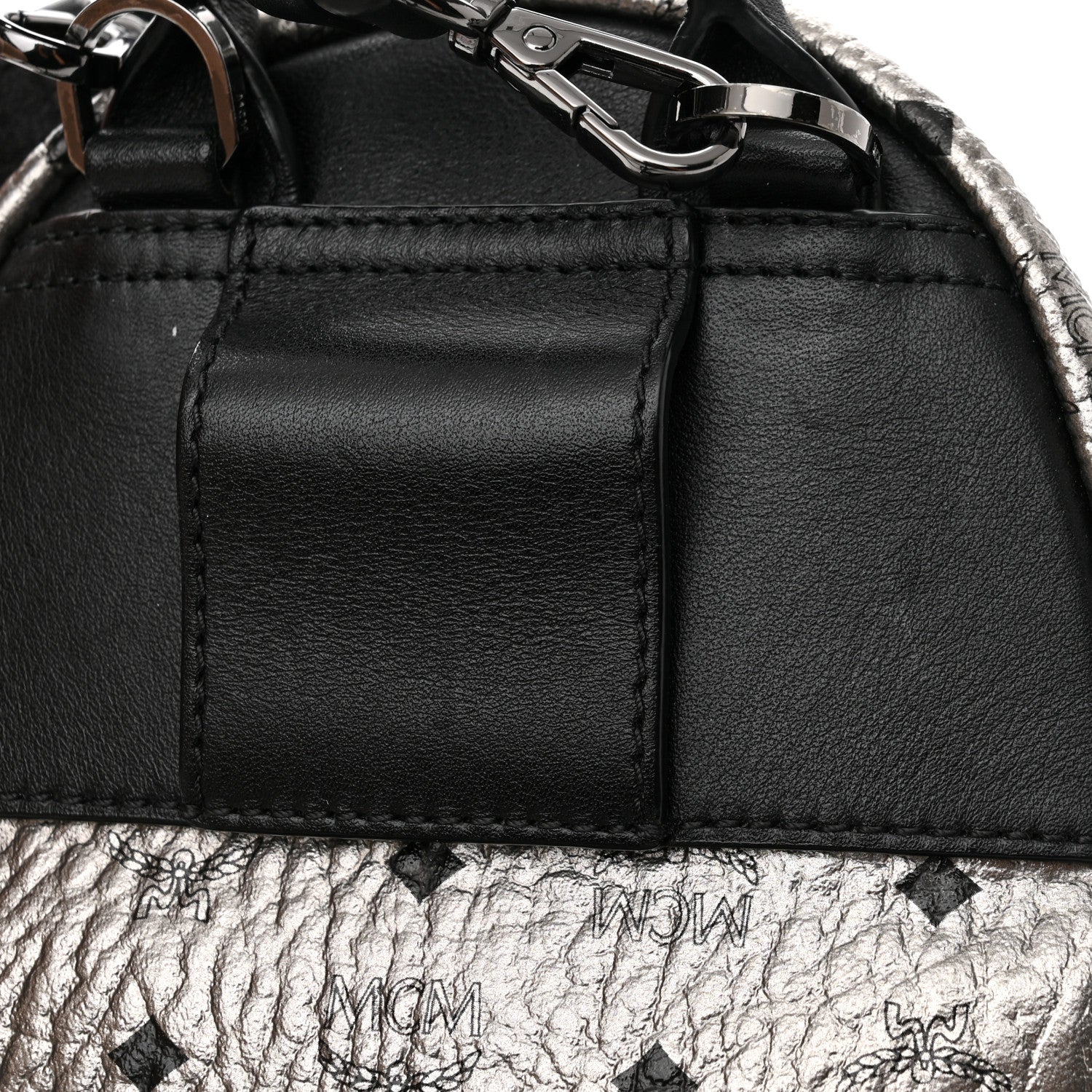 MCM Metallic Visetos Studded X-Mini Bebe Boo Backpack Silver 12 of 12