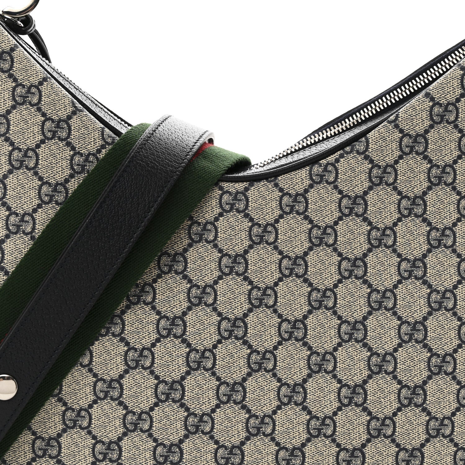 Gucci GG Supreme Monogram Textured Calfskin Web Large Attache Shoulder Bag Beige Blue 8 of 10
