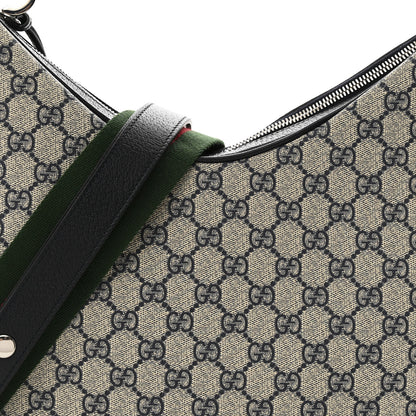 Gucci GG Supreme Monogram Textured Calfskin Web Large Attache Shoulder Bag Beige Blue 8 of 10