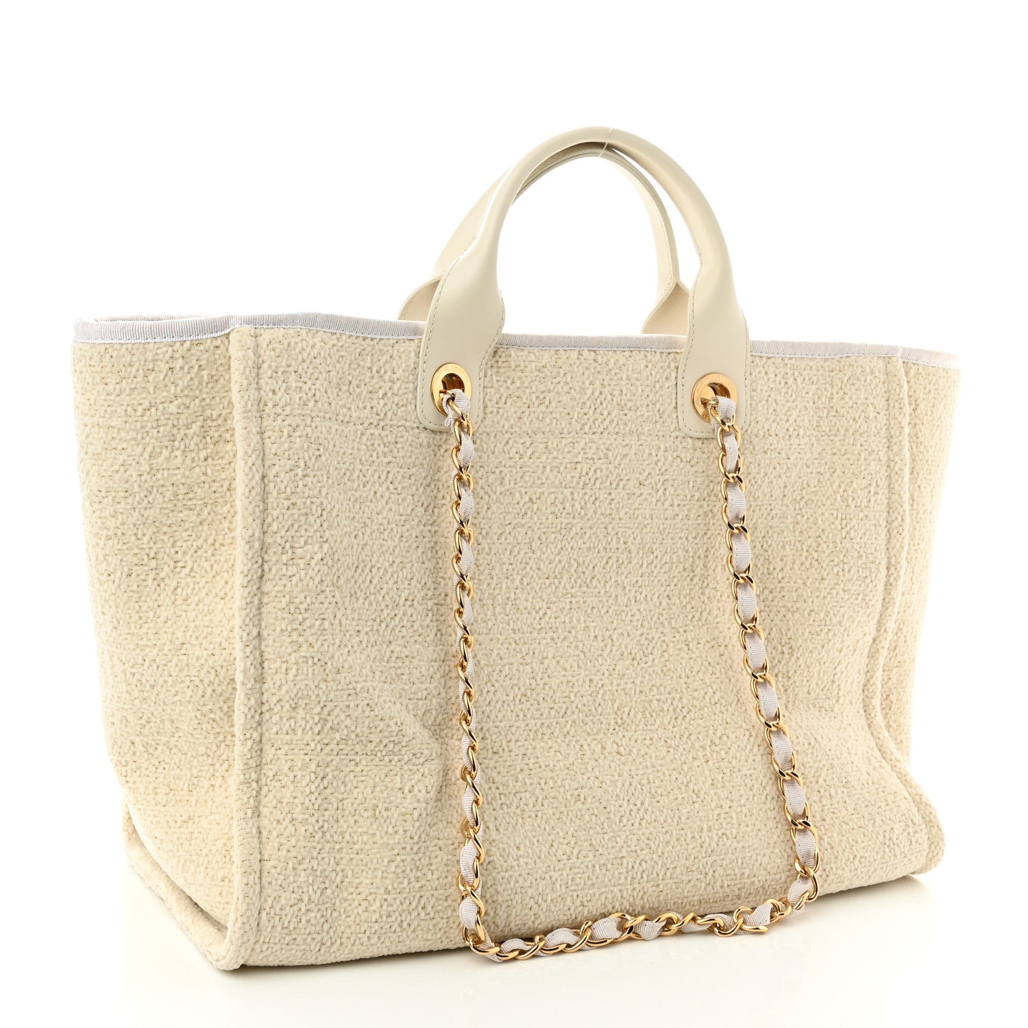 Chanel Lurex Boucle Medium Deauville Tote White 3 of 10