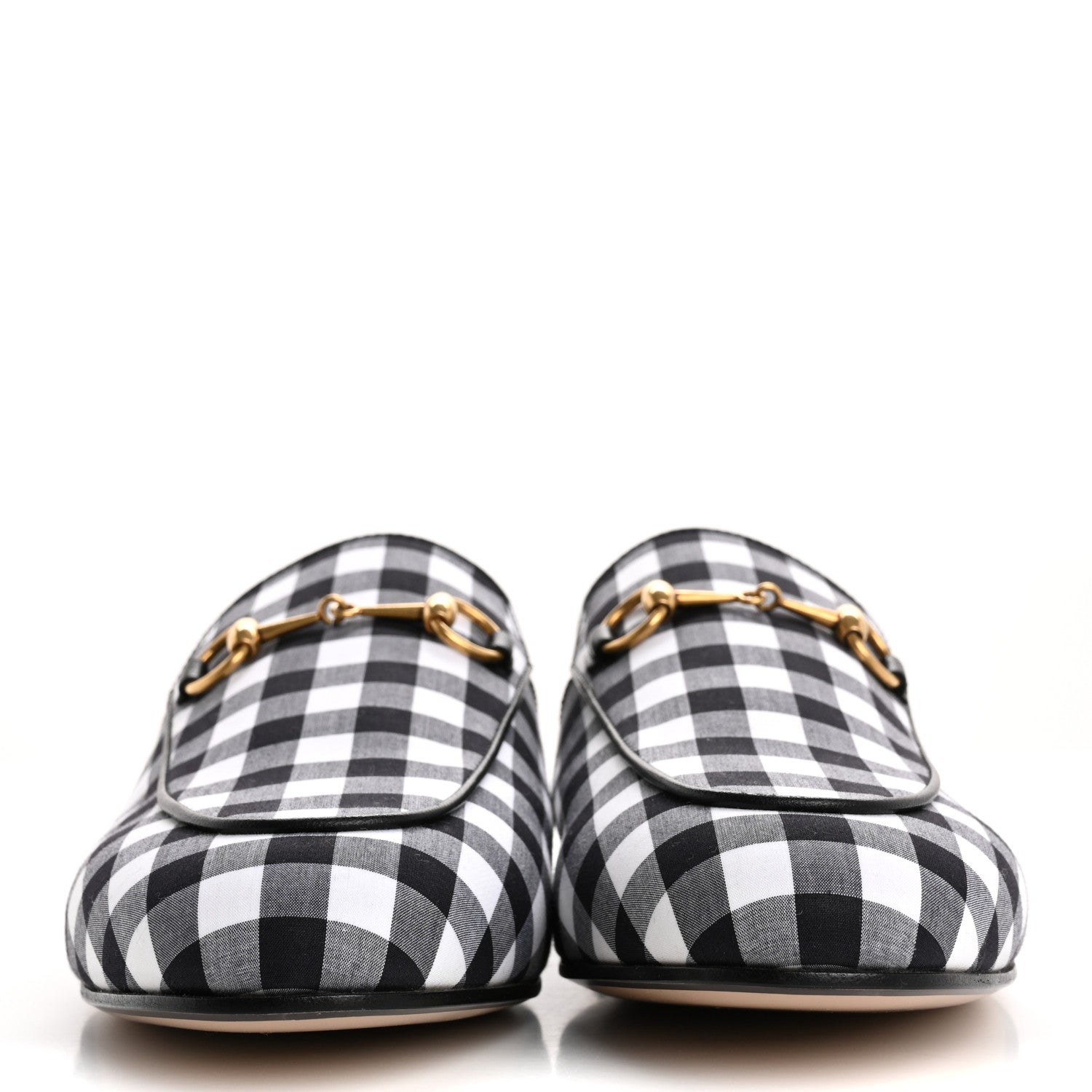 Gucci Cotton Gingham Womens Princetown Slippers 38 White Black 3 of 11