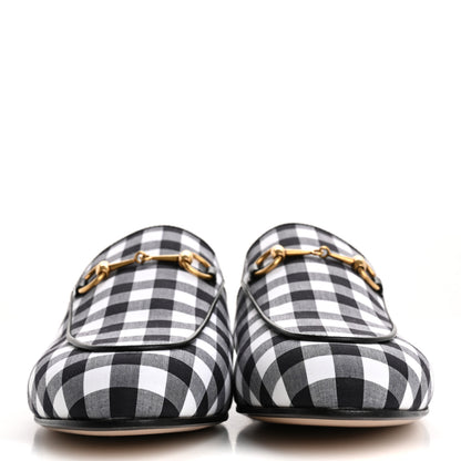Gucci Cotton Gingham Womens Princetown Slippers 38 White Black 3 of 11