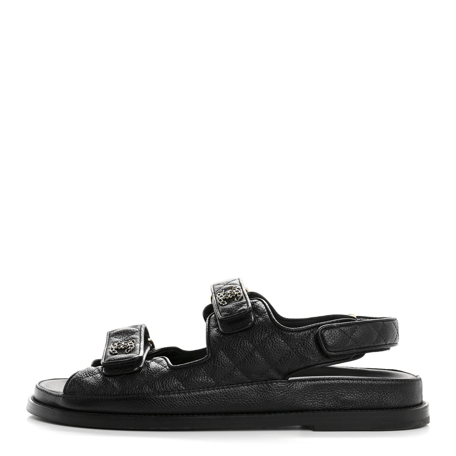 Chanel Grained Calfskin Velcro Dad Sandals 42 Black 1 of 10