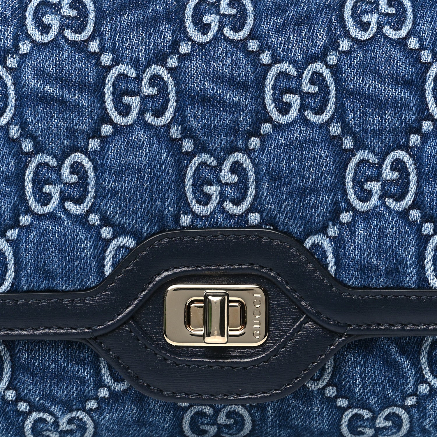 Gucci GG Monogram Denim Small Luce Shoulder Bag Blue 8 of 10
