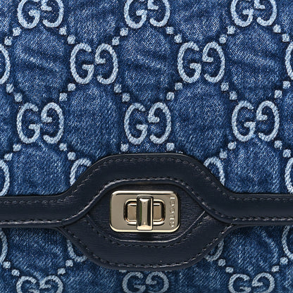 Gucci GG Monogram Denim Small Luce Shoulder Bag Blue 8 of 10