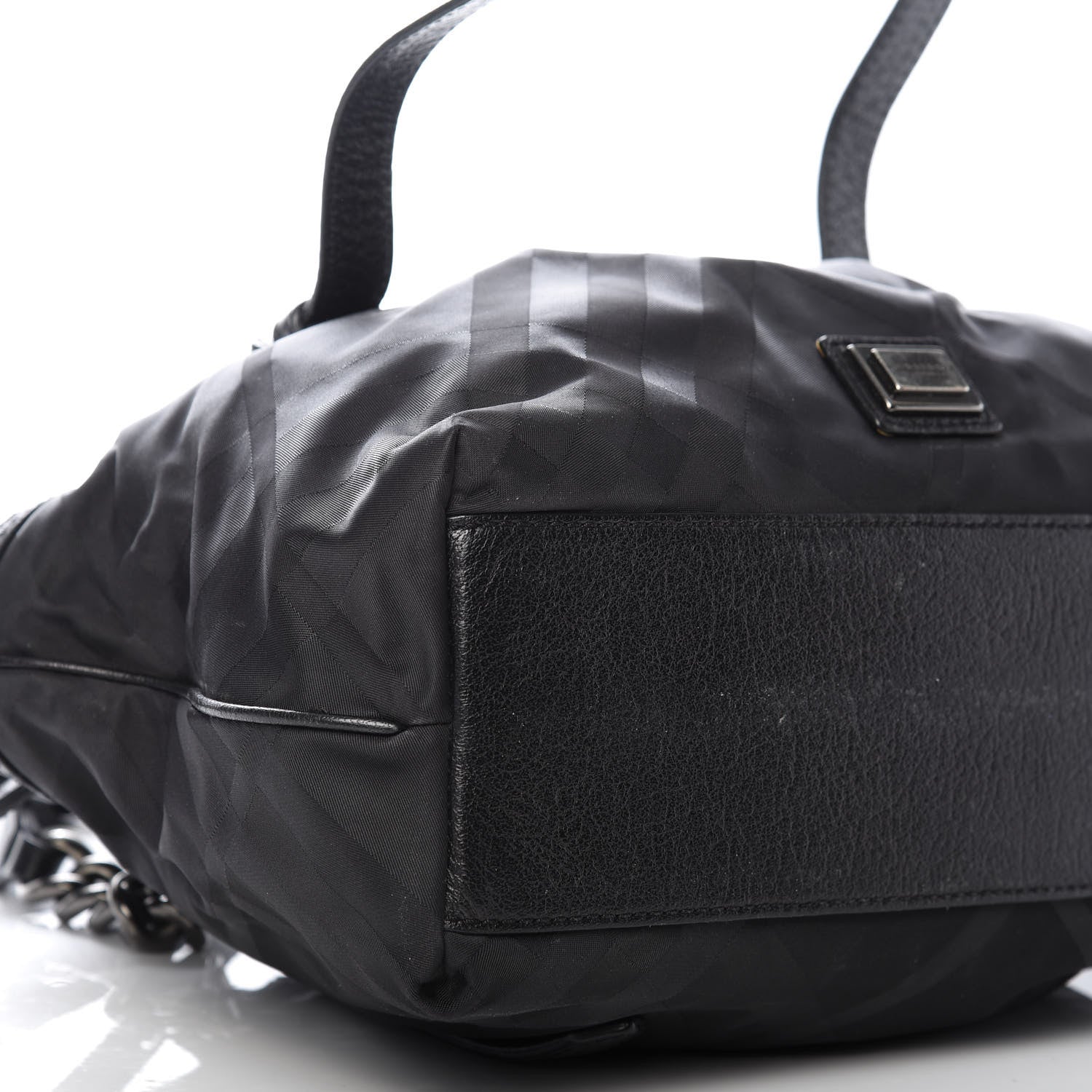 Burberry Nylon Tonal Check Torbitt Tote Black 6 of 16
