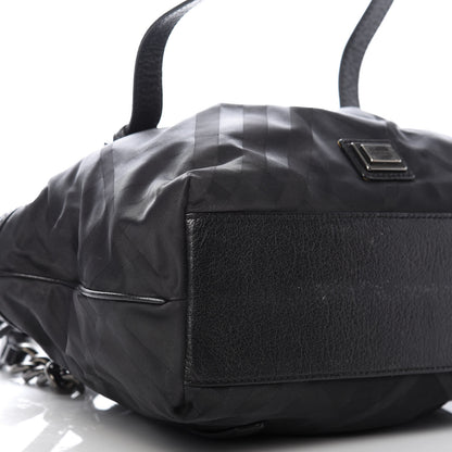 Burberry Nylon Tonal Check Torbitt Tote Black 6 of 16