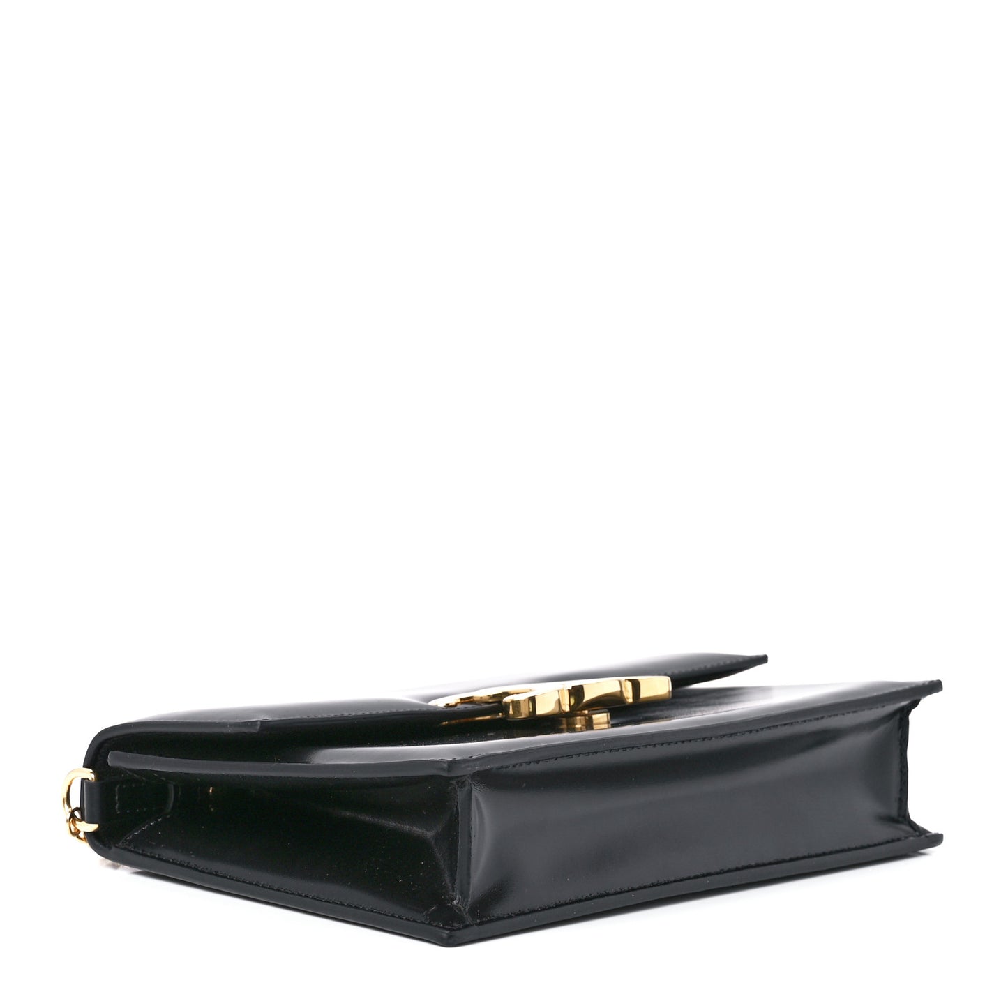 Shiny Calfskin Triomphe Soir Clutch Black