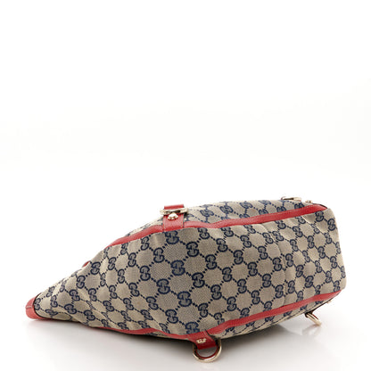 Gucci Monogram Abbey Small Tote Navy Red 4 of 10