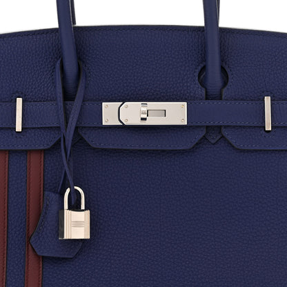 Hermes Togo Swift Officier Birkin 30 Bleu Encre Rouge H 8 of 13