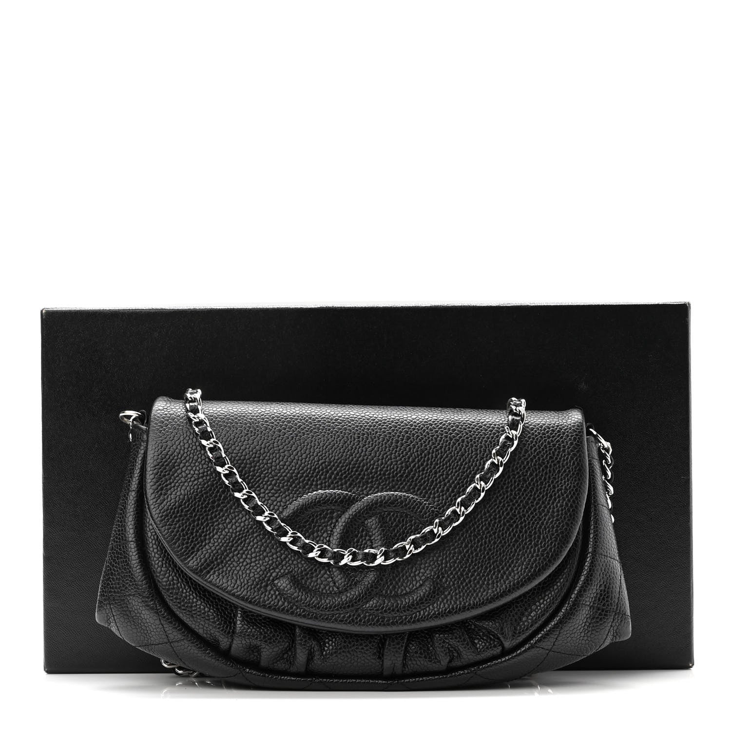 Chanel Caviar Half Moon Wallet On Chain WOC Black 12 of 12