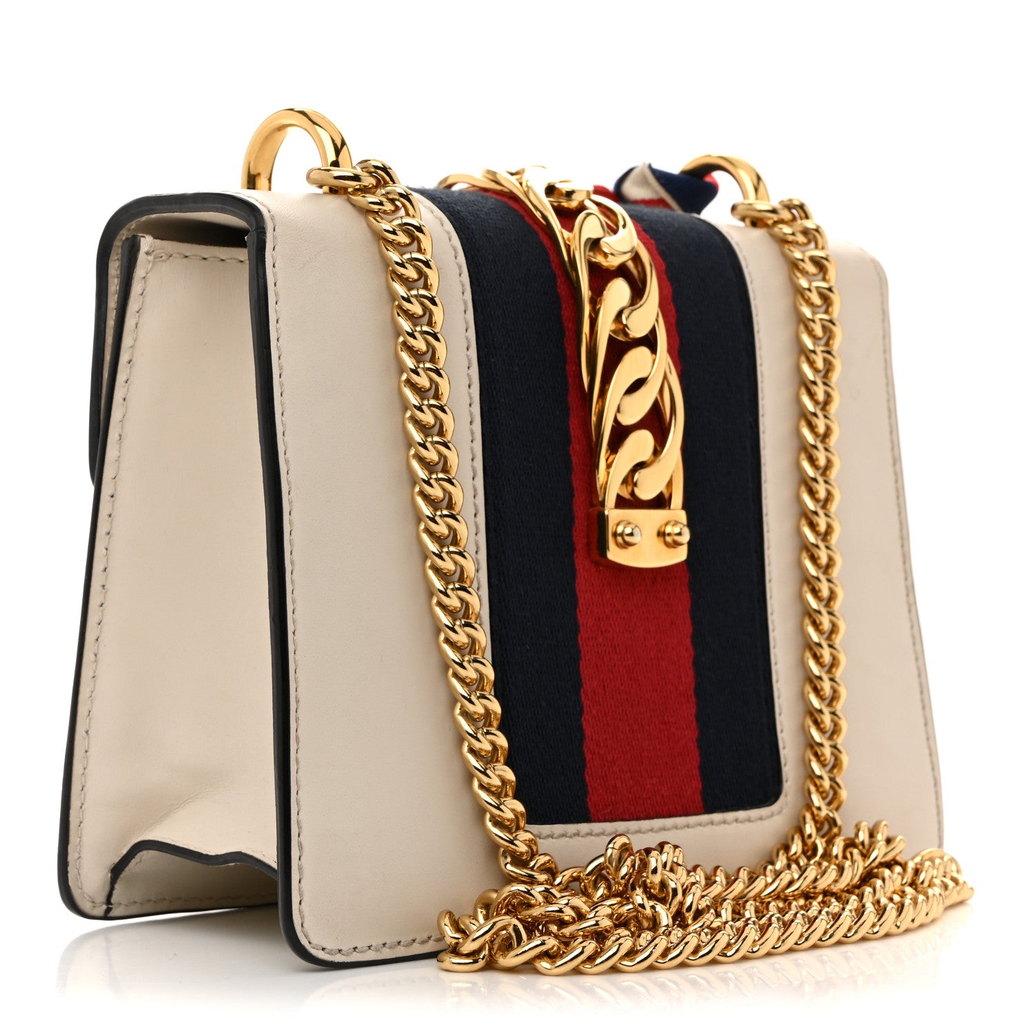 Gucci Calfskin Mini Sylvie Chain Shoulder Bag White 3 of 12