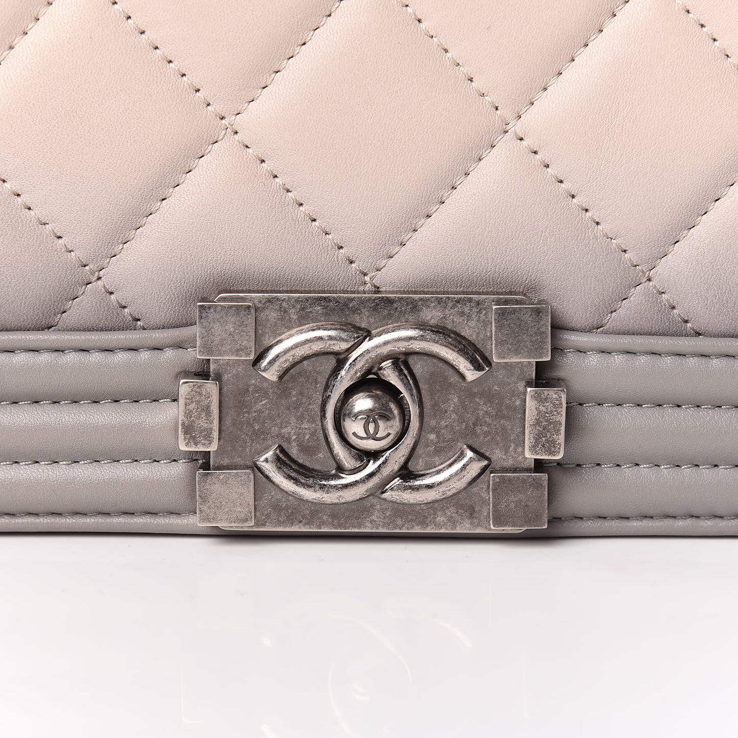 Calfskin Ombre Quilted Large Boy Flap Grey Beige