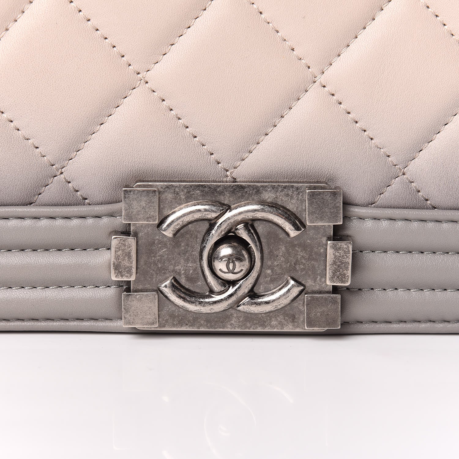 Chanel Calfskin Ombre Quilted Large Boy Flap Grey Beige 10 of 10