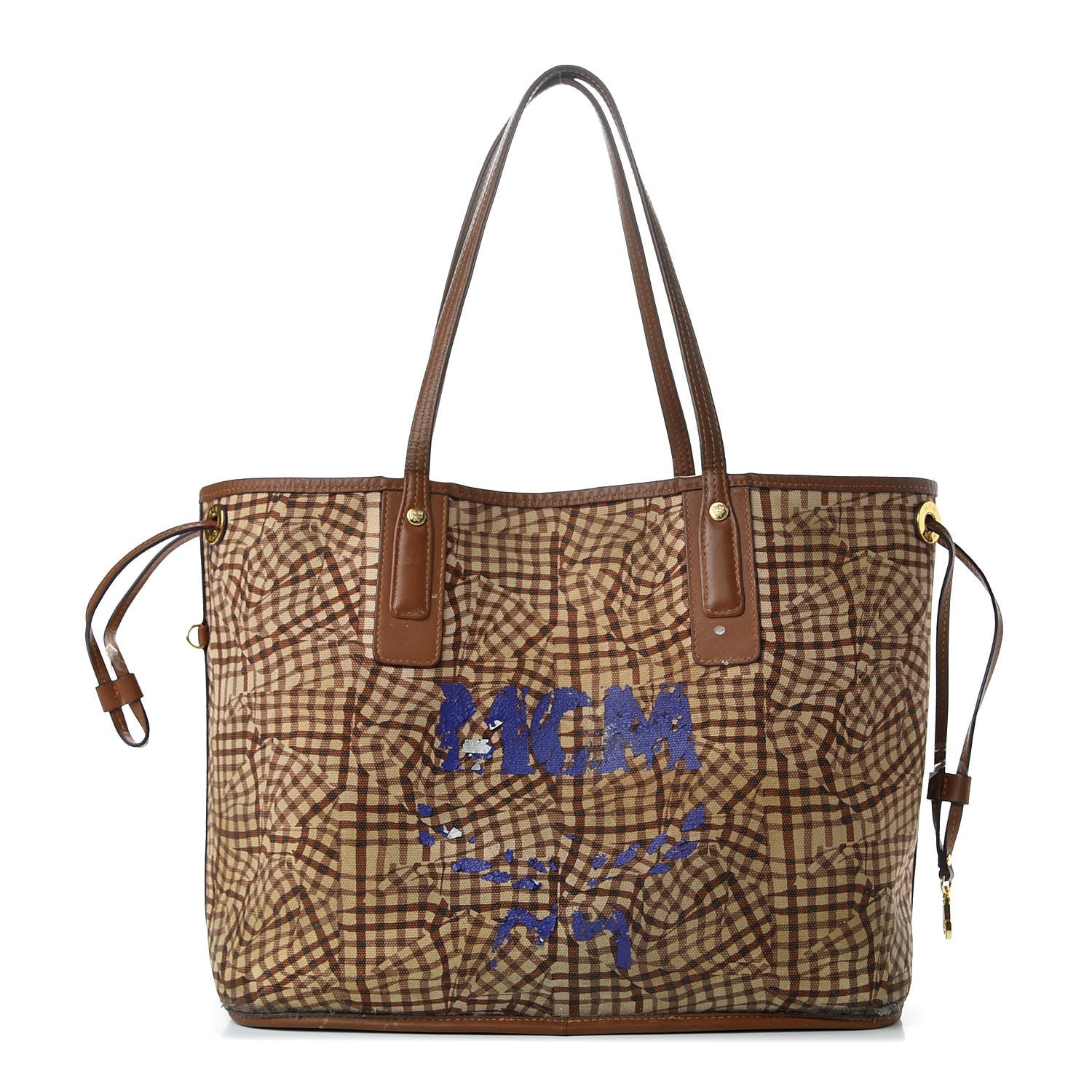 MCM Visetos Medium Liz Reversible Shopper Tote Cognac 3 of 12