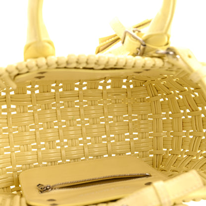 Balenciaga Varnished Faux Calfskin Braided XS Bistro Basket Pale Yellow 5 of 12