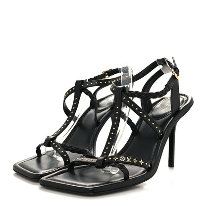 Louis Vuitton Calfskin Signature Ankle Strap Sandals 38.5 Black 3 of 7