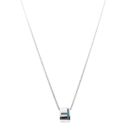 Tiffany Sterling Silver Enamel Era T & Co. Square Pendant Necklace 1 of 8