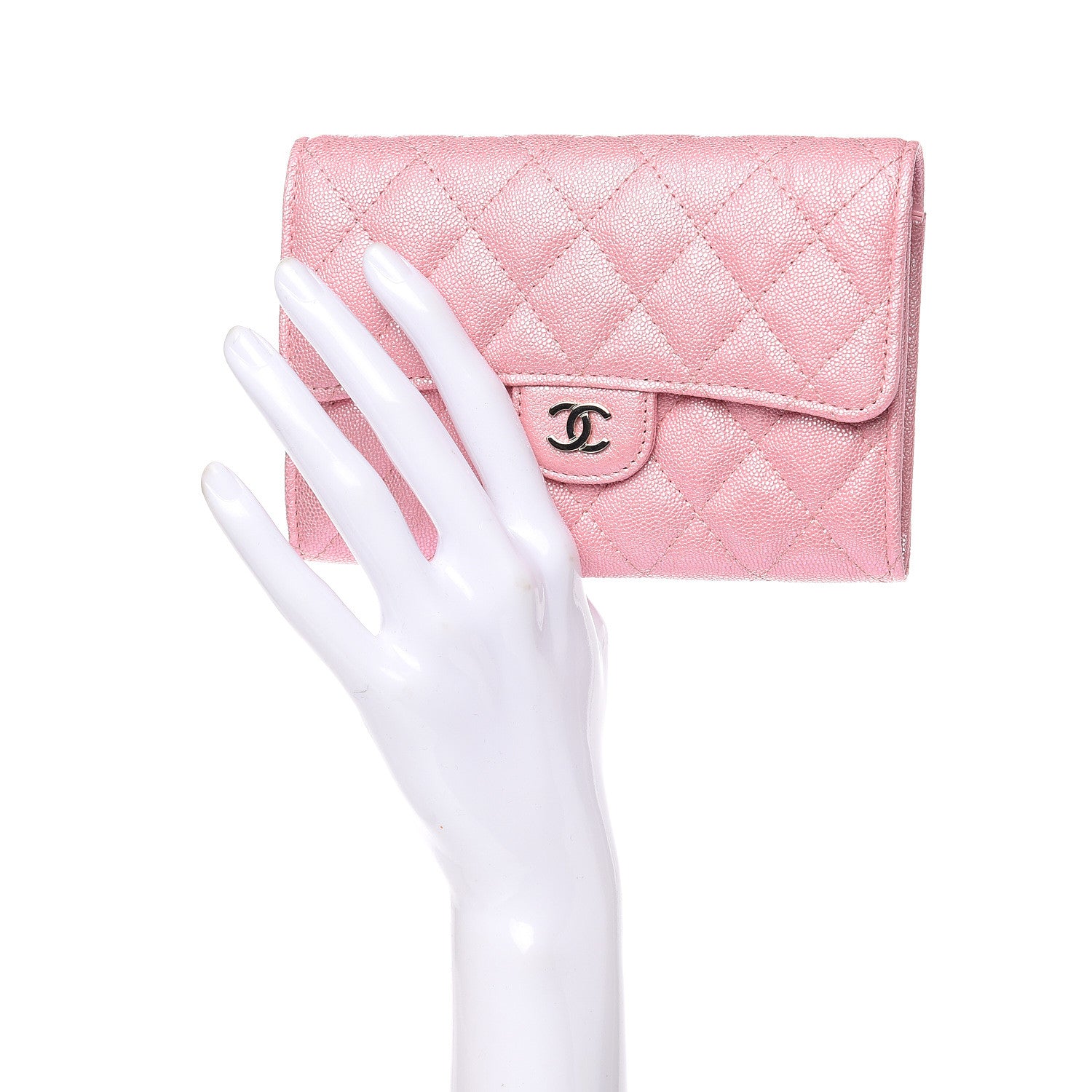 Chanel Iridescent Caviar Quilted Medium Flap Wallet Rose Pink 2 of 10