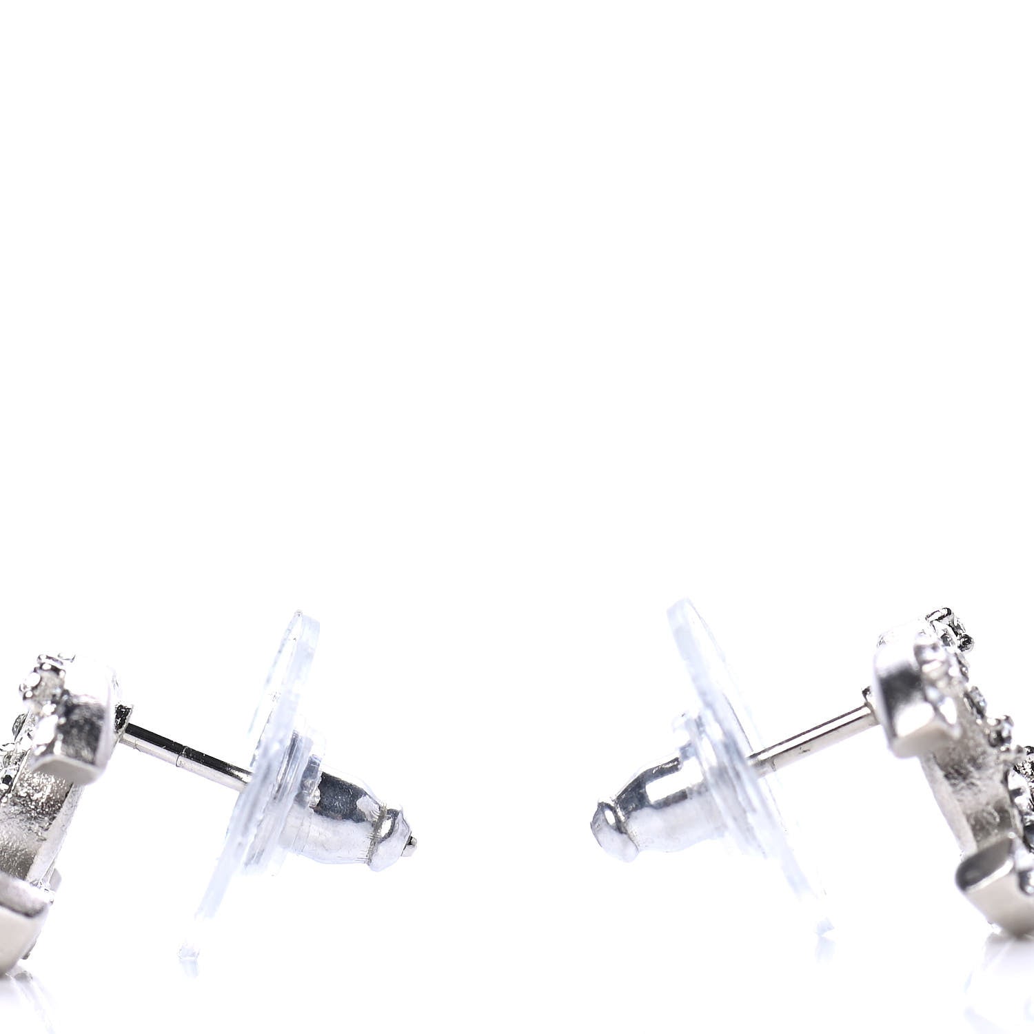 Chanel Crystal CC Earrings Silver 3 of 4