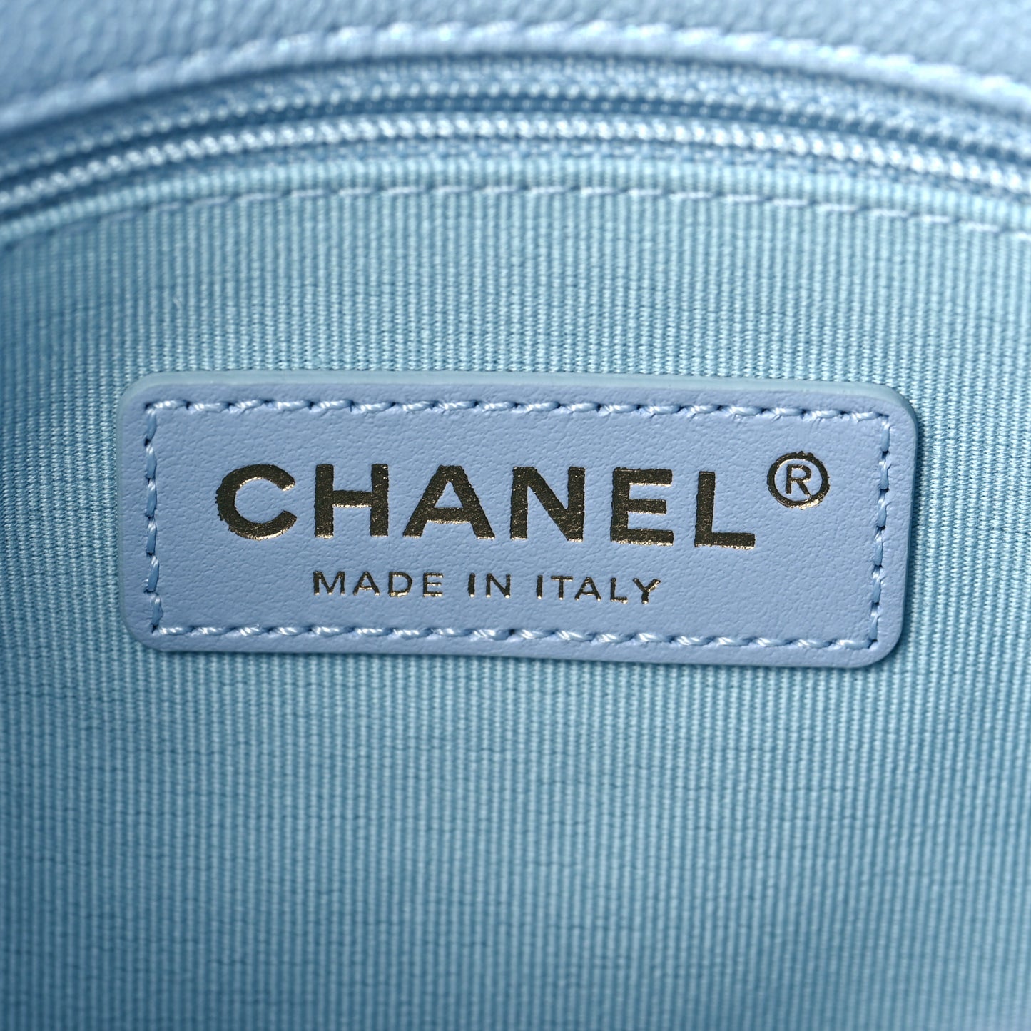 Iridescent Caviar Quilted Mini My Perfect Flap Light Blue