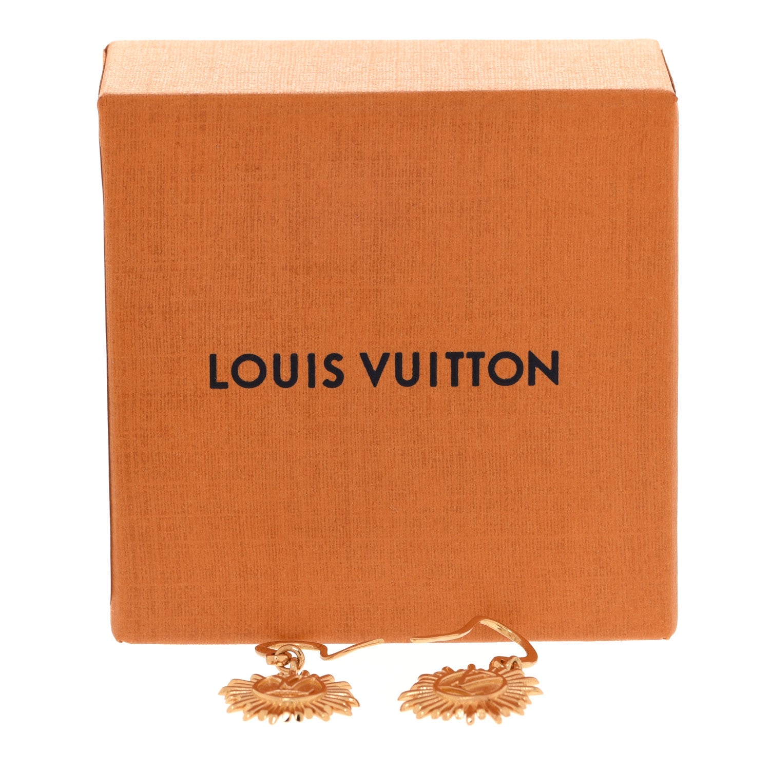 Louis Vuitton Brass Vendome Drop Earrings Gold 4 of 4