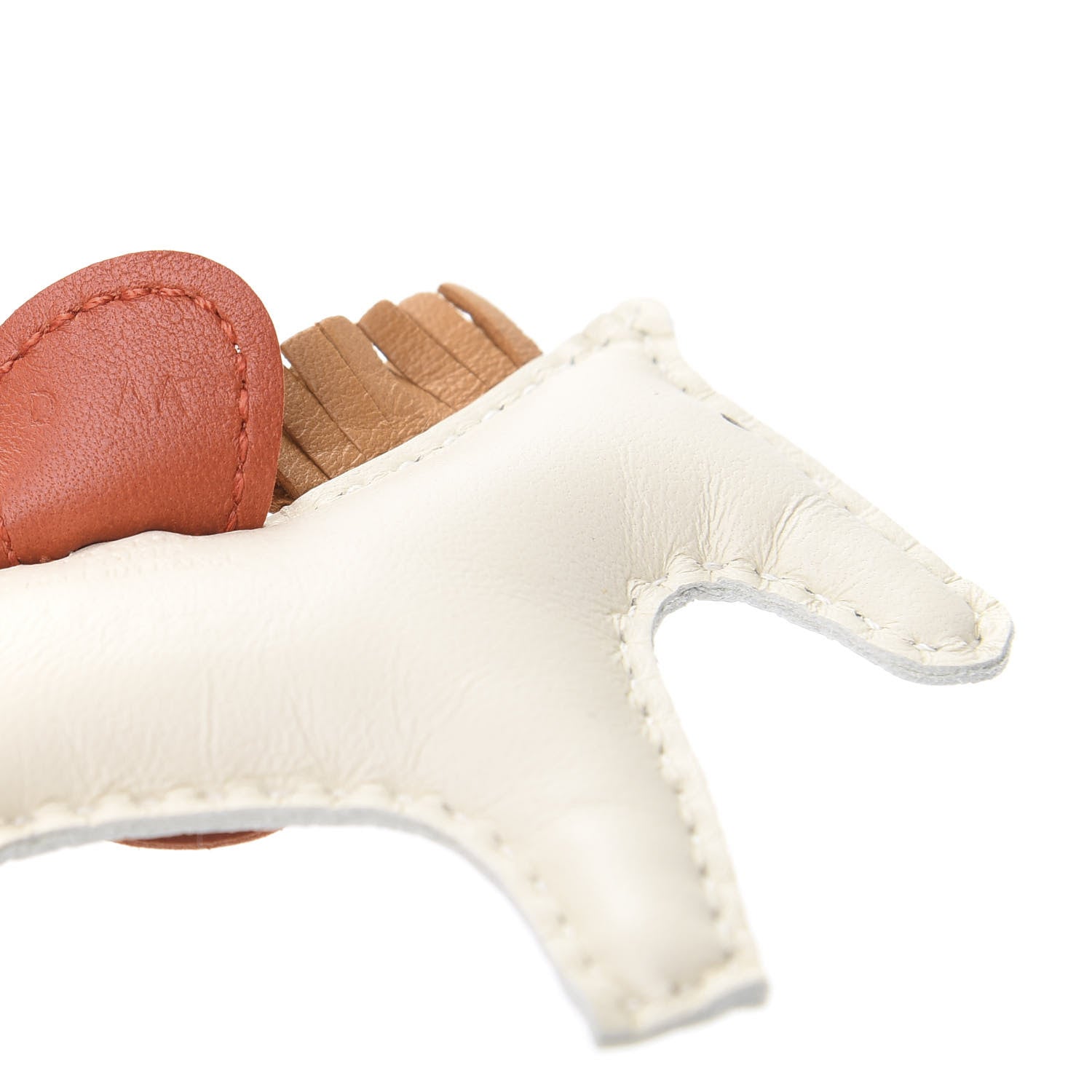 Hermes Milo Lambskin Grigri Rodeo Horse Bag Charm PM Craie Sesame Cornaline 4 of 5