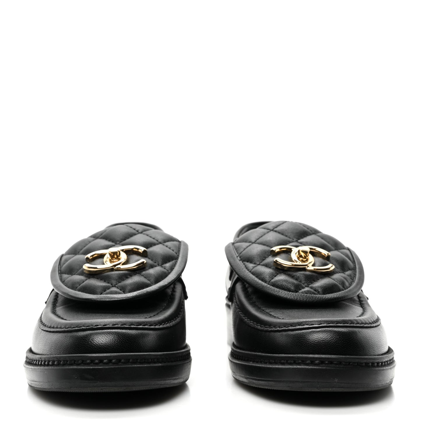 Lambskin Quilted CC Turnlock Loafers 37 Black