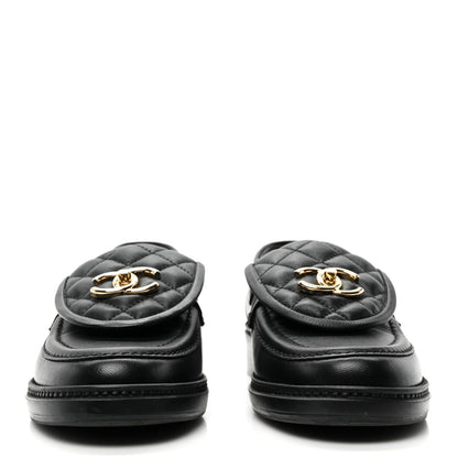 Chanel Lambskin Quilted CC Turnlock Loafers 37 Black 3 of 10