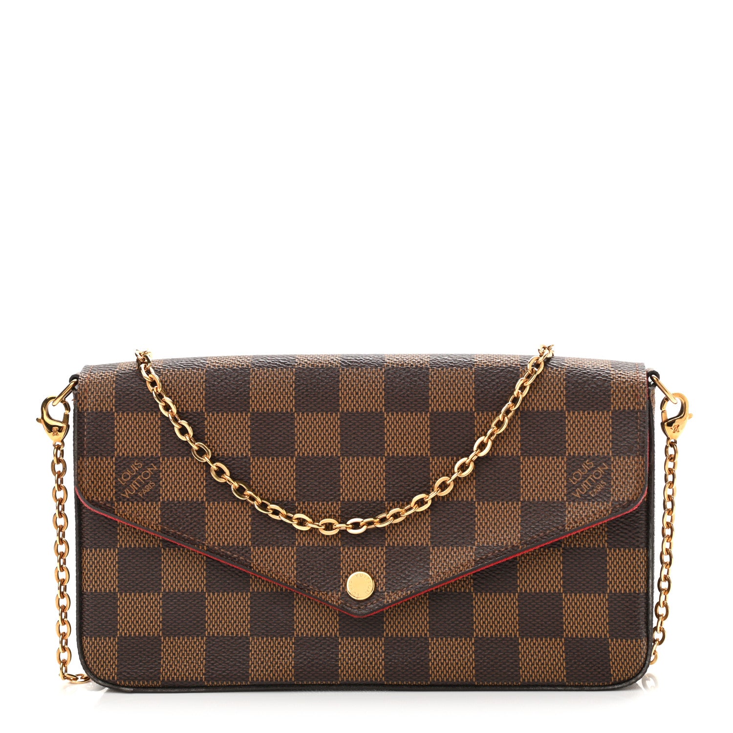 Louis Vuitton Damier Ebene Pochette Felicie Chain Wallet 3 of 13