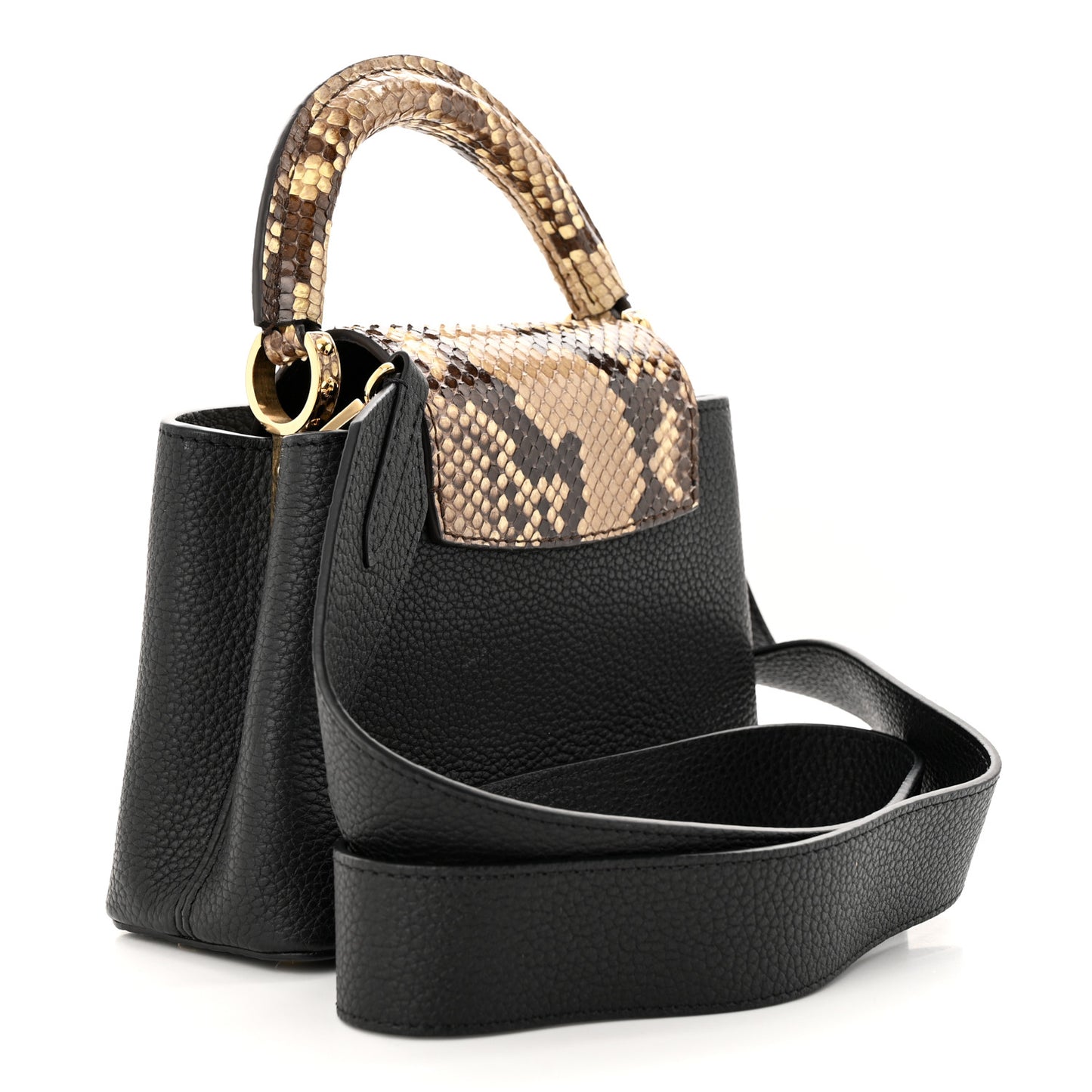 Taurillon Snakeskin Mini Capucines Black