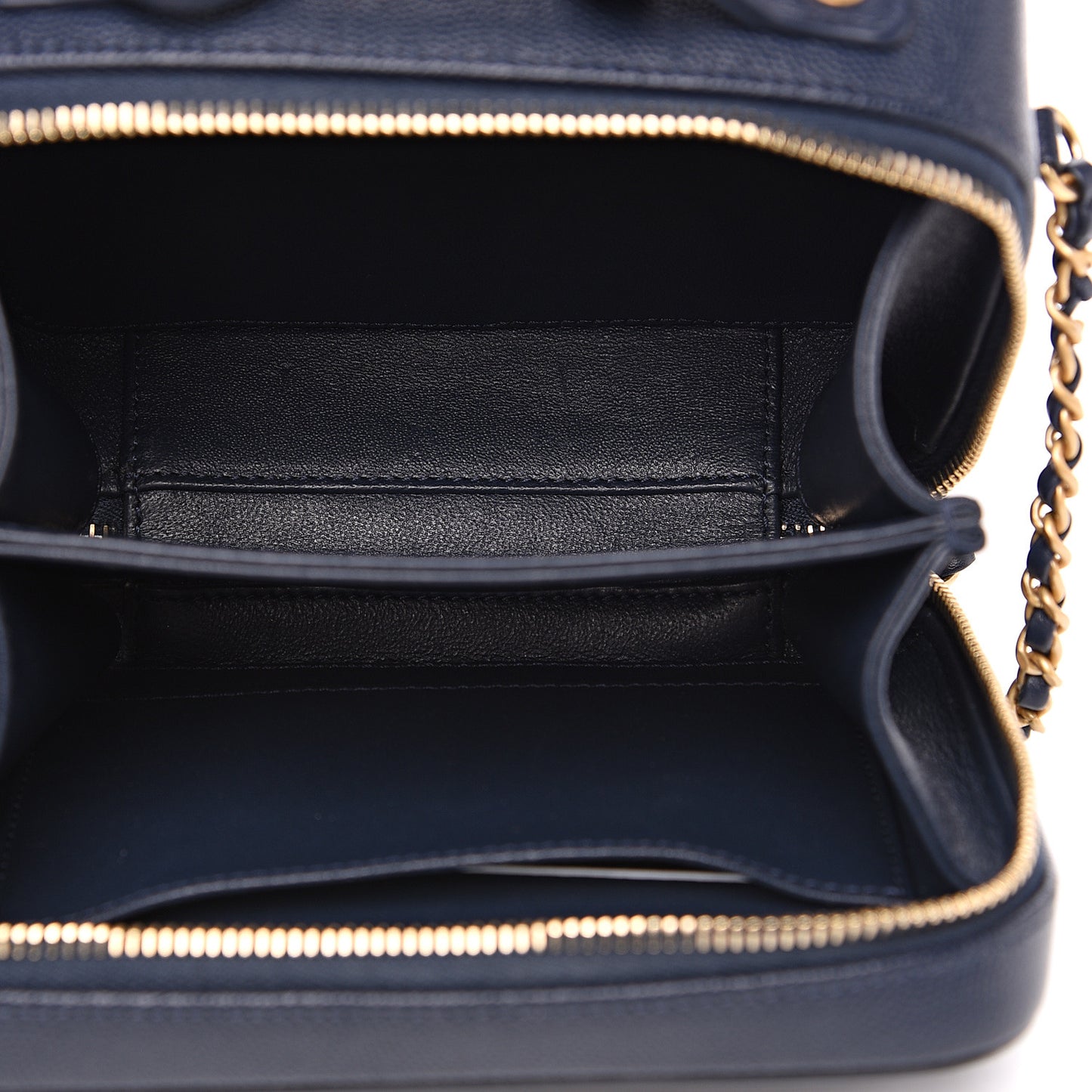 Caviar Quilted Small CC Filigree Vanity Case Navy