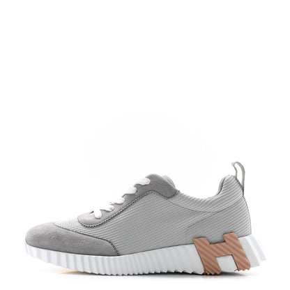 Hermes Air Mesh Suede Goatskin Bouncing Sneakers 38 Gris Temperance 1 of 9