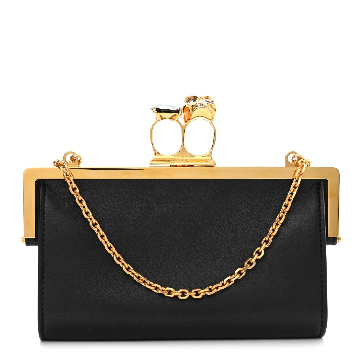 Alexander McQueen Nappa Skull Knuckle Wallet On Chain Black 1 of 10