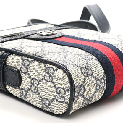 Gucci GG Supreme Monogram Textured Calfskin Web Mini Ophidia Messenger Beige Blue 9 of 10