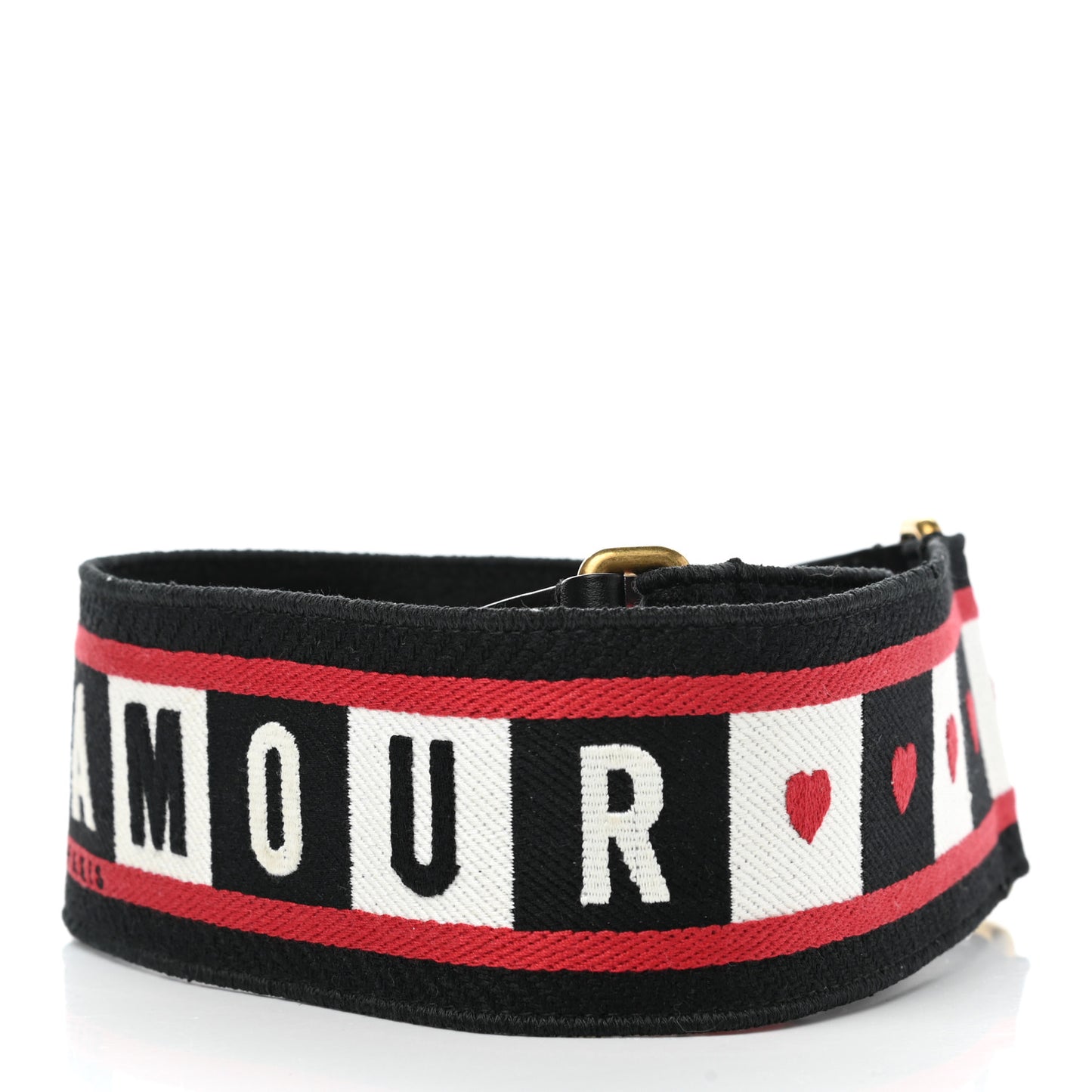 Canvas Embroidered Dioramour Shoulder Strap Black Red White