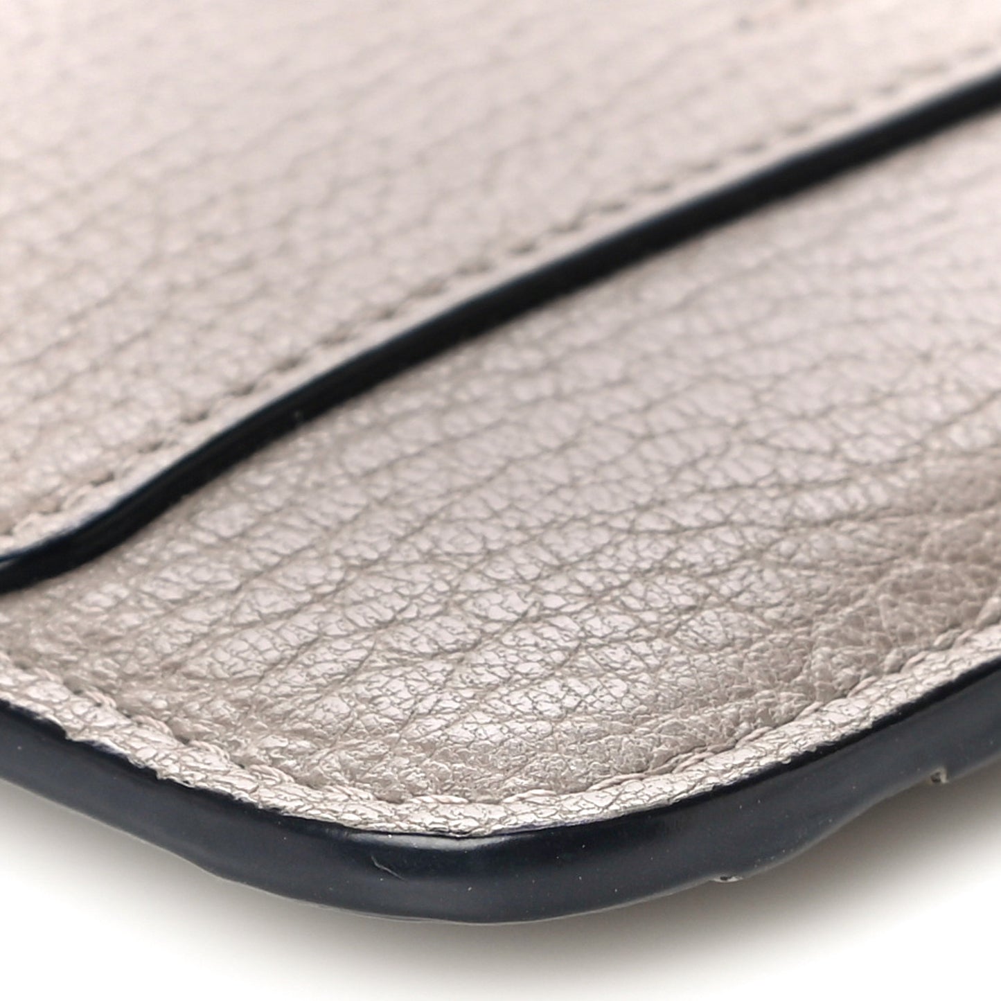Grained Calfskin Drew Card Holder Motty Grey