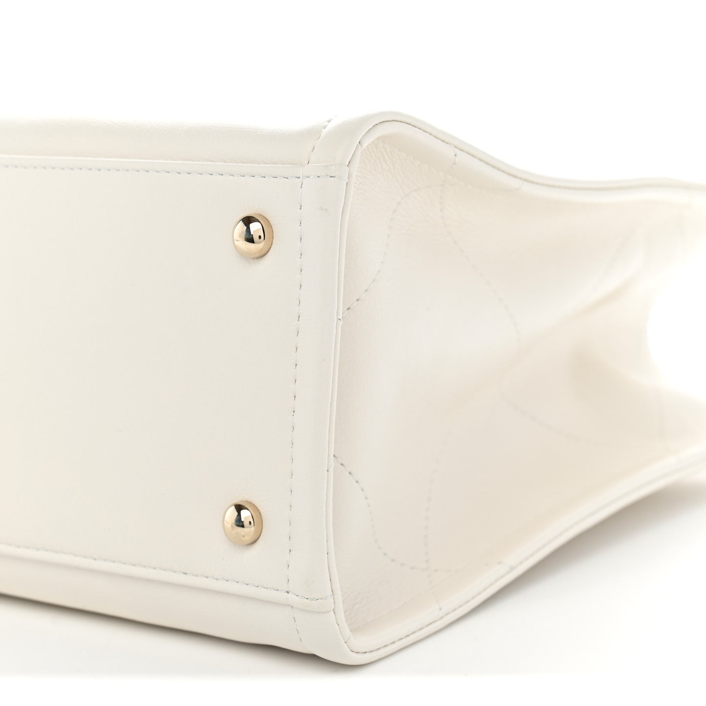 Calfskin CC Zipped Shopping Tote White