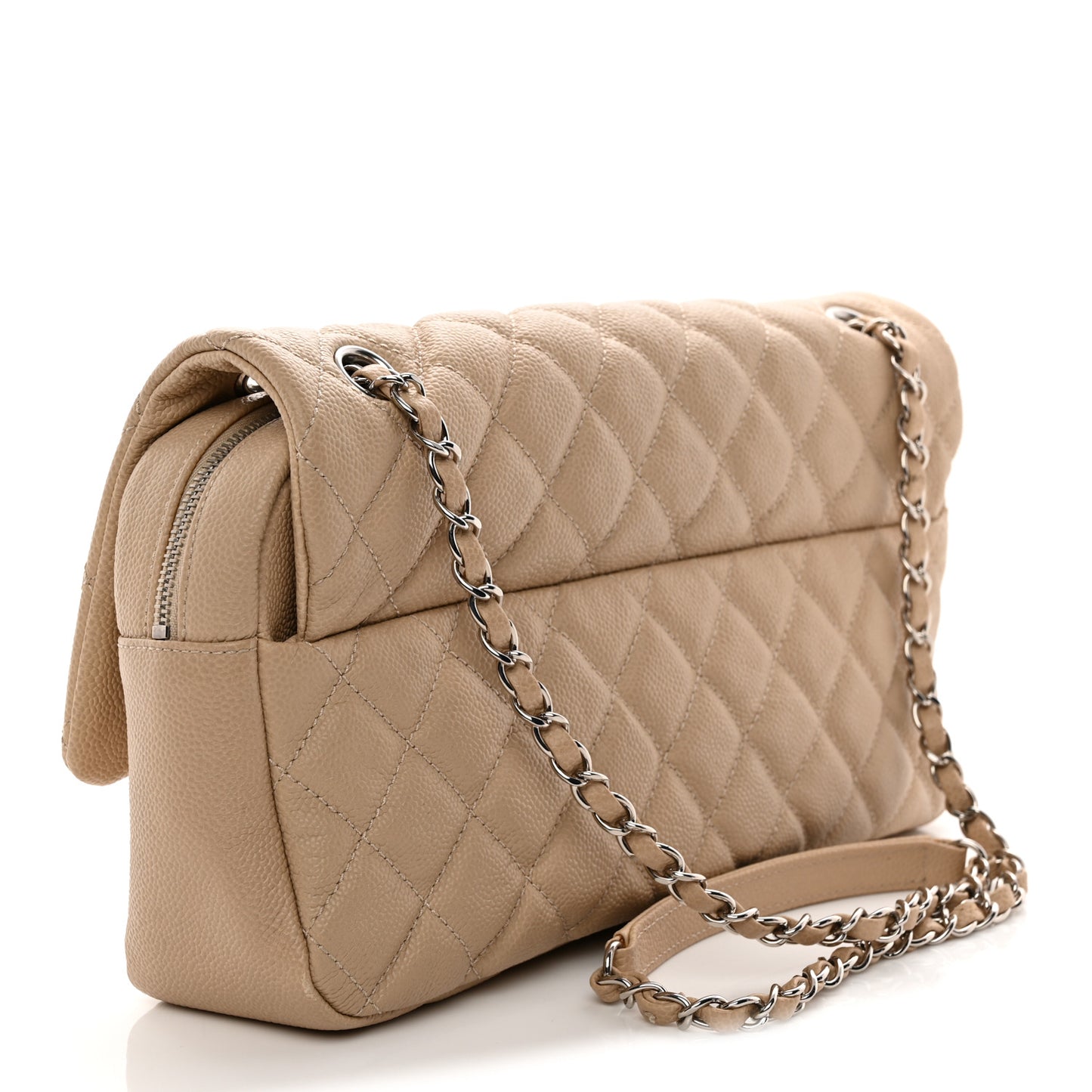 Caviar Quilted Jumbo Easy Flap Beige
