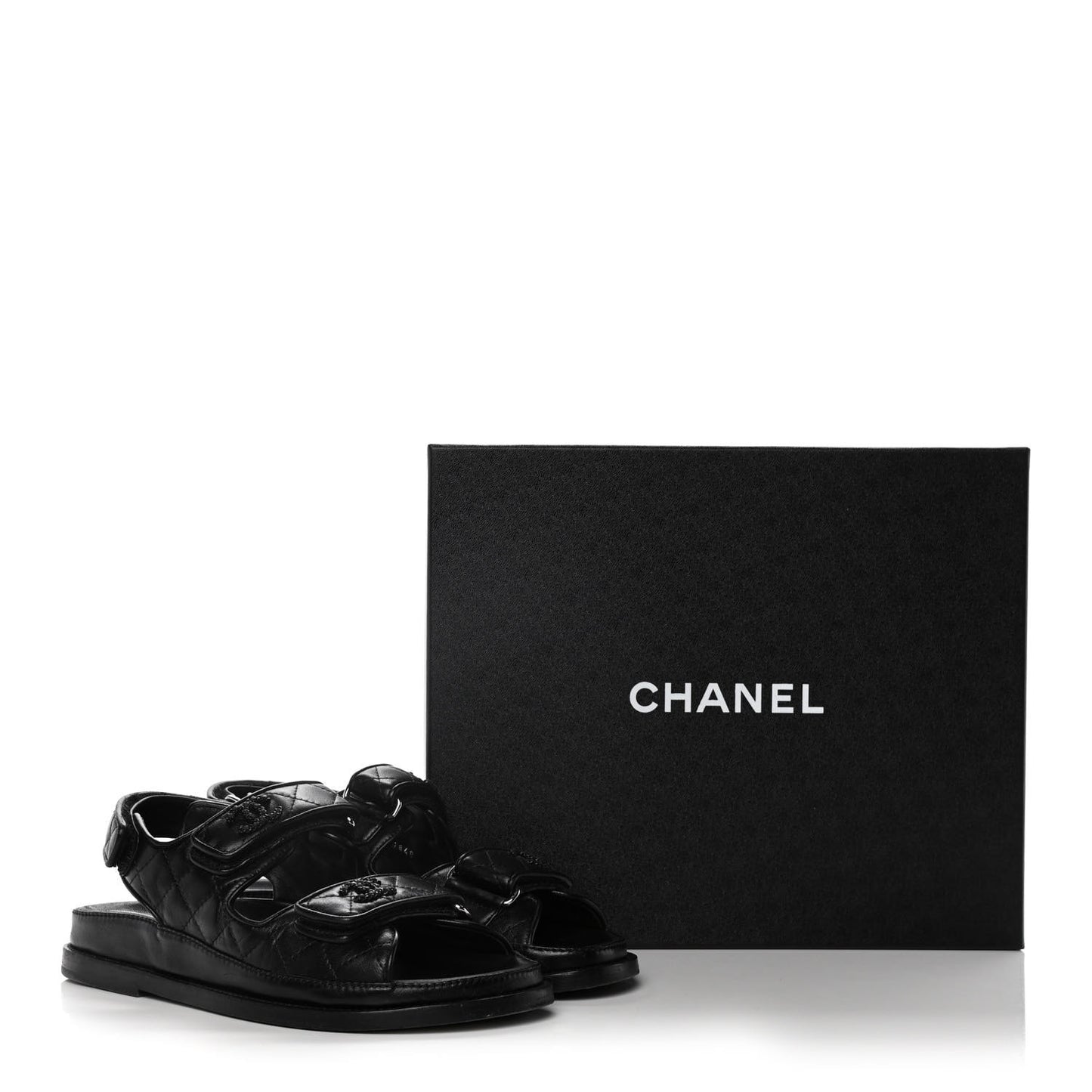Lambskin Velcro Dad Sandals 36 Black