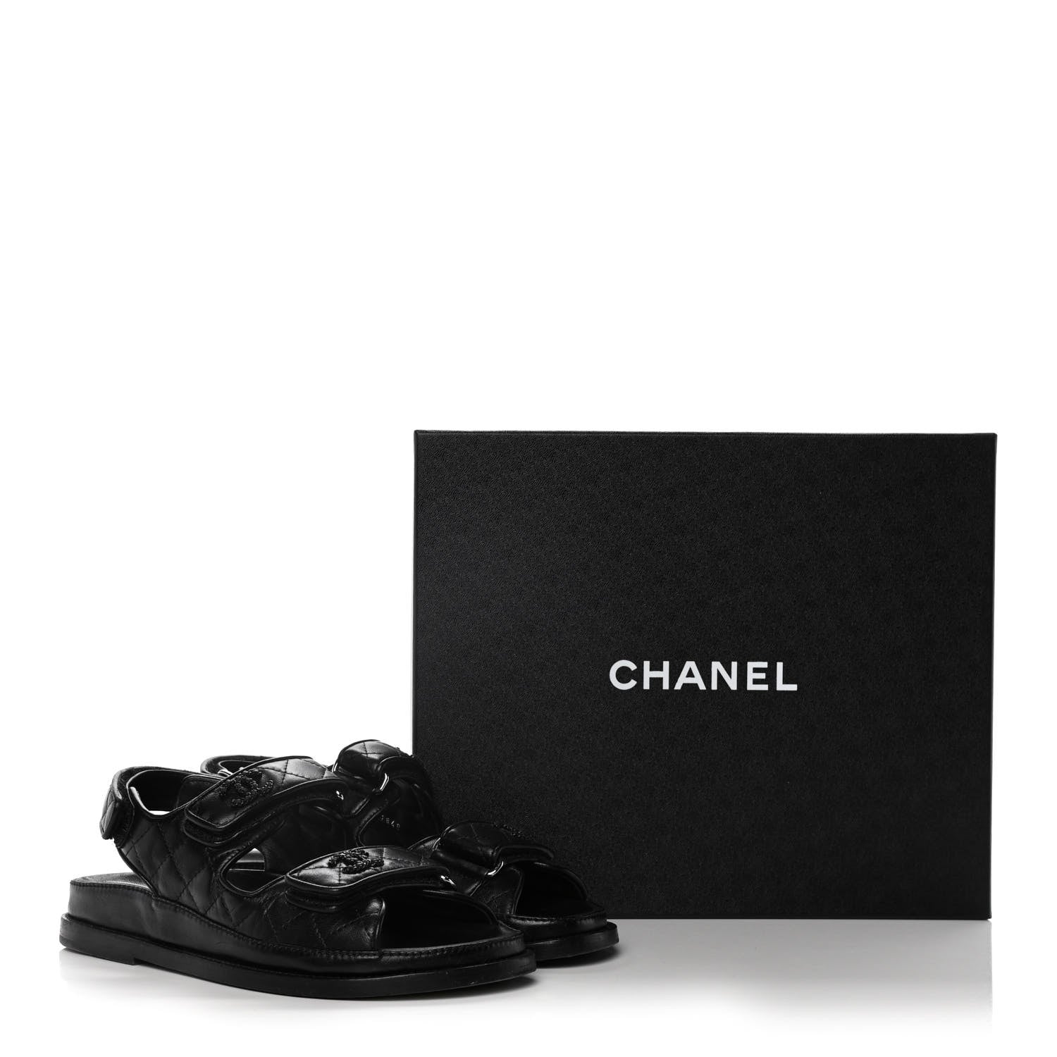 Chanel Lambskin Velcro Dad Sandals 36 Black 15 of 15